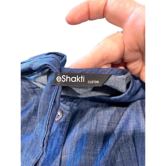 eShakti Blue Midi Dress - Picture 3 of 15